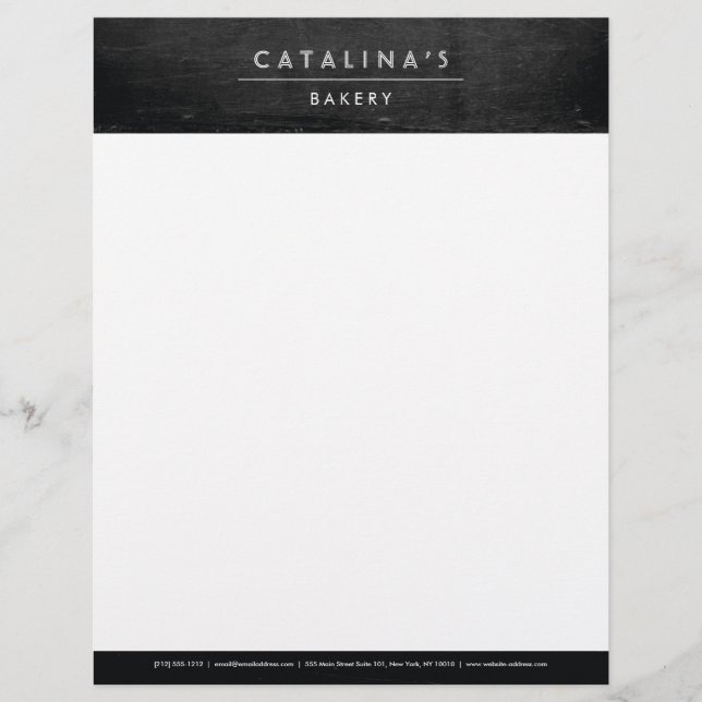 Art Deco Text on Black Wood Personalized Letterhead (Front)