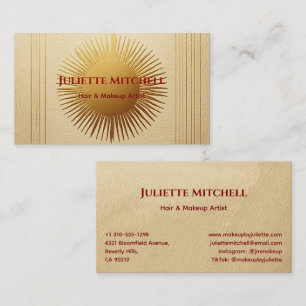 Art Deco Textured Gold Sunburst Business Card