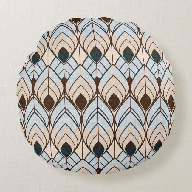 Art Deco: Textured Seamless Ornament. Round Cushion (Front)
