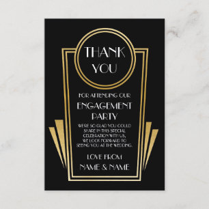 Art Deco Thank You 20s Engagement Wedding Cards