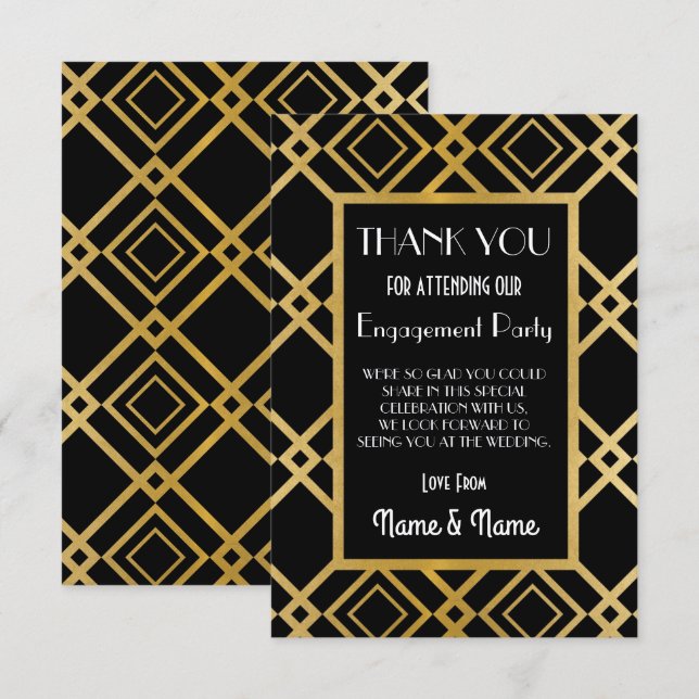 Art Deco Thank You Engagement Wedding Cards (Front/Back)