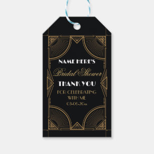 Art Deco Thank you Tag Gold Gatsby Bridal 1920s