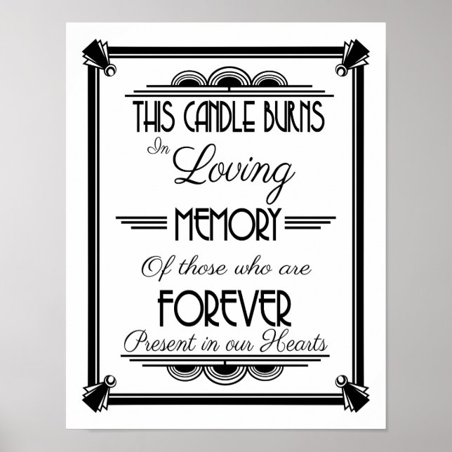 ART DECo, THIS Candles burns in loving memory Poster (Front)