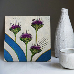 Art Deco Thistle Wall Decor Art Nouveau Ceramic Ce Tile