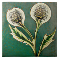 Art Deco Thistle Wall Decor Art Nouveau Ceramic Ti