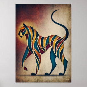 Art Deco Tiger Abstract Geometric Animal Wall Art