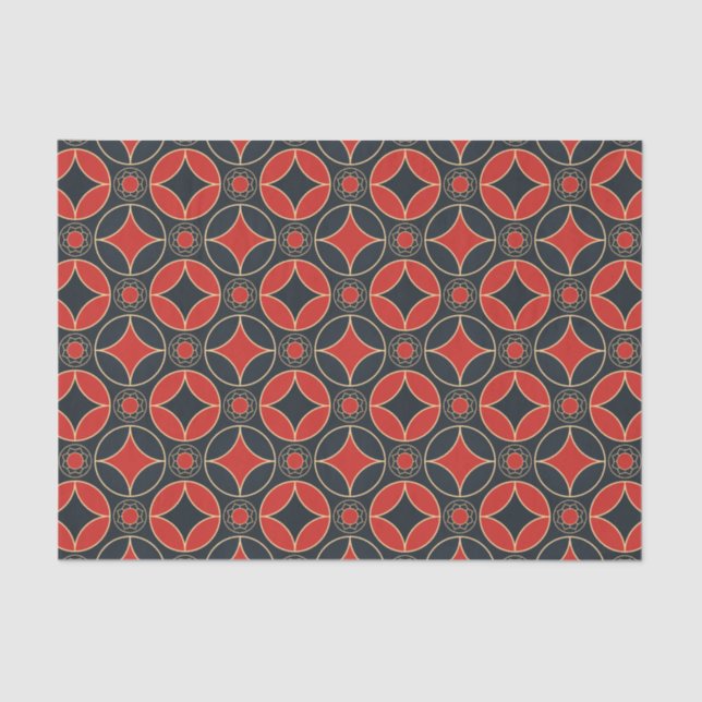 art deco tiled pattern in red&black tissue paper (Front)