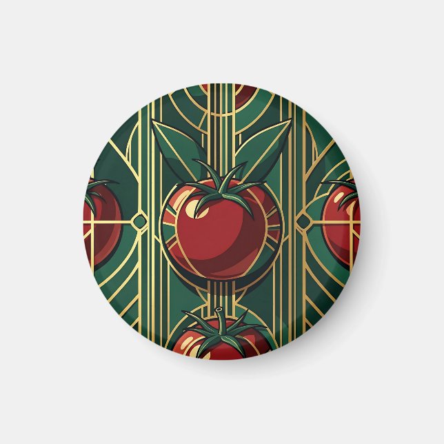 Art Deco Tomato Pattern Magnet (Front)