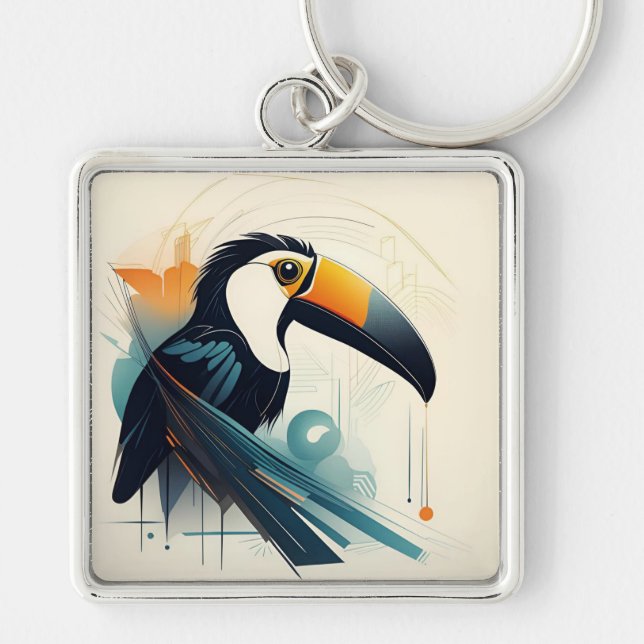 Art Deco Toucan Keychain (Front)