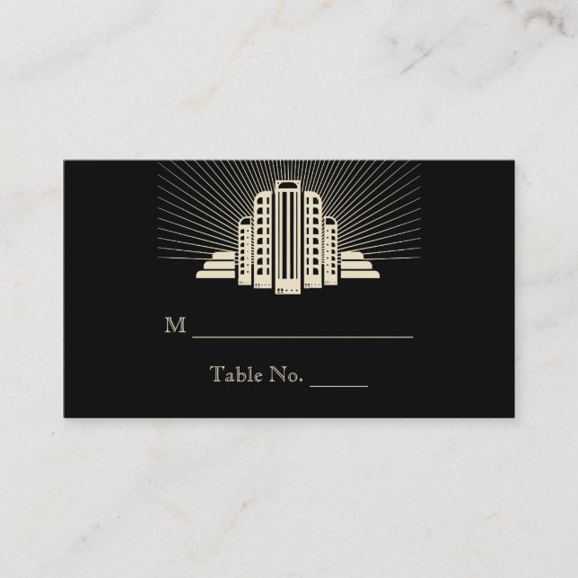 Art Deco Tower Ray Wedding Place Cards (Front)