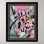 Art Deco Travel/Entertainment Print 16x20<br><div class="desc">Cute and Colorful,  Art Deco Travel and Entertainment Print  ca 1930</div>