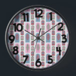 Art Deco Trees  Clock<br><div class="desc">This wall clock has an art deco design of repeating dome shapes with tree shapes inside them. If you like the design but prefer different colours,  message me.</div>