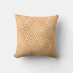 Art Deco Triangle Geometry Warm Gold Copper Yellow Cushion