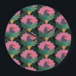Art Deco Tropical Toucans & Pineapples Large Clock<br><div class="desc">Keep time in tropical style with this exotic toucan and pineapple patterned clock—perfect for bright,  bold interiors.</div>