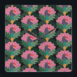 Art Deco Tropical Toucans & Pineapples Square Wall Clock<br><div class="desc">Keep time in tropical style with this exotic toucan and pineapple patterned clock—perfect for bright, bold interiors.</div>