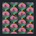 Art Deco Tropical Toucans & Pineapples Square Wall Clock<br><div class="desc">Keep time in tropical style with this exotic toucan and pineapple patterned clock—perfect for bright,  bold interiors.</div>