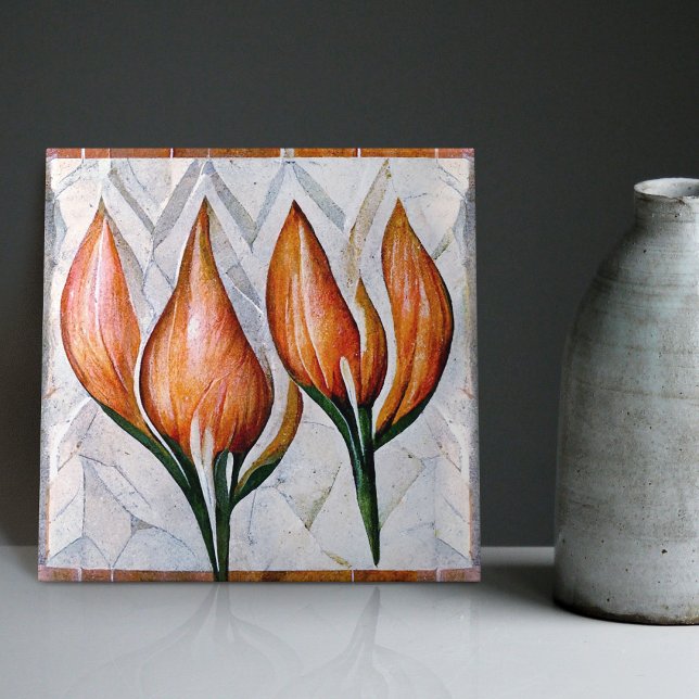Art Deco Tulip Floral Wall Decor Art Nouveau Ceram Tile (Creator Uploaded)