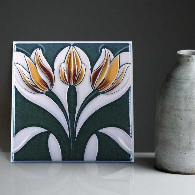 Art Deco Tulip Floral Wall Decor Art Nouveau Tile (Creator Uploaded)