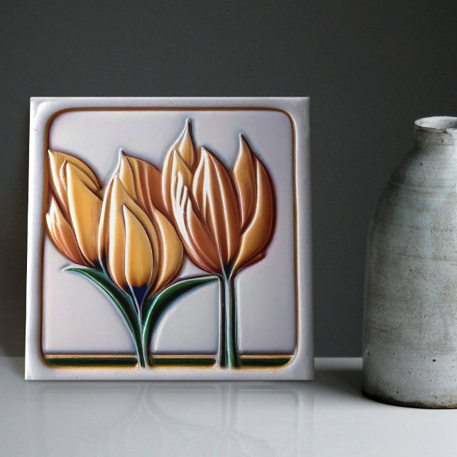 Art Deco Tulip Floral Wall Decor Art Nouveau Tile (Creator Uploaded)