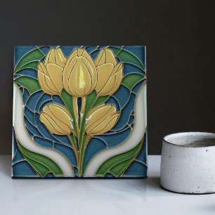 Art Deco Tulips Wall Decor Art Nouveau Tile