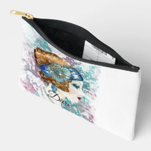 Art Deco Twenties Fashion Diva Watercolor Art Accessory Pouch