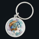 Art Deco Twenties Fashion Diva Watercolor Art Key Ring<br><div class="desc">Beautiful watercolor art of an elegant lady wearing a 1920s elaborate headdress.</div>
