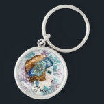 Art Deco Twenties Fashion Diva Watercolor Art Key Ring<br><div class="desc">Beautiful watercolor art of an elegant lady wearing a 1920s elaborate headdress.</div>