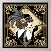 Art Deco Twenties Flapper No 2 Poster