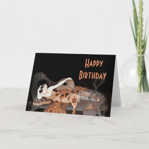 Art Deco Twenties Lounging Lady Birthday card