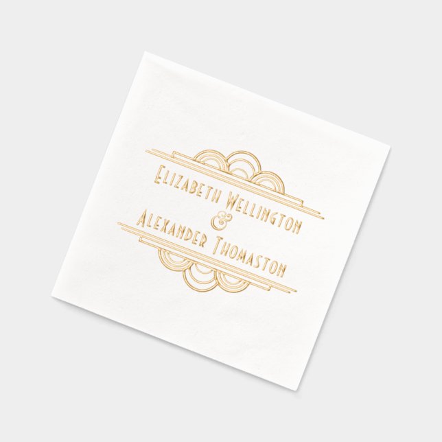 Art Deco Two Name #3 Wedding Couple Foil Napkins (Left)