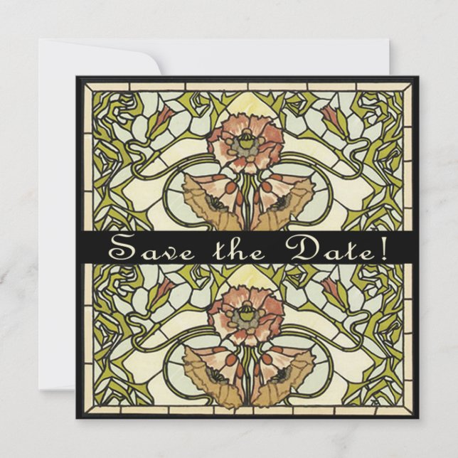 Art Deco Two Sided Customisable Save the Date Card (Front)