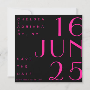 Art Deco Typography Black Pink Save the Date Invitation
