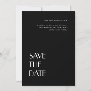 Art Deco Typography Black White Wedding Save The Date