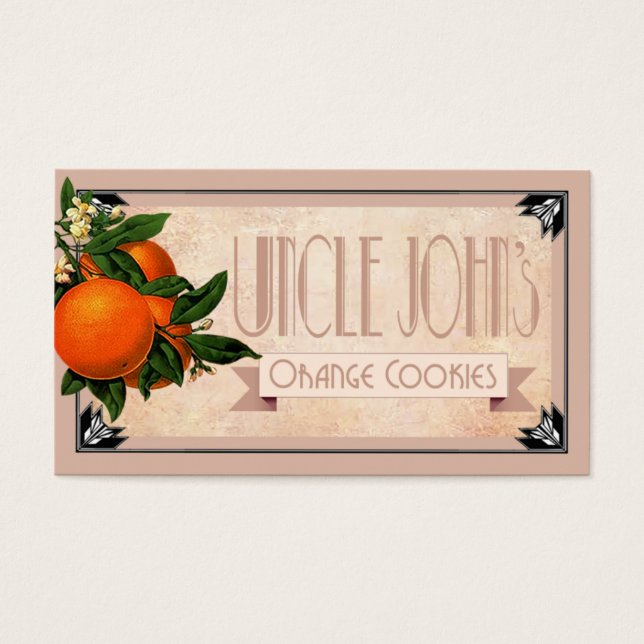 Art Deco Uncle John's orange cookies favour | blus (Front)