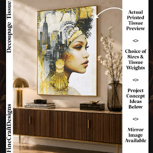 Art Deco Urban Woman City Collage FS9R Decoupage Tissue Paper