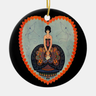Art Deco Valentine Ceramic Tree Decoration