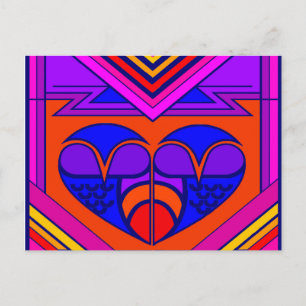 Art Deco Valentine Heart Holiday Postcard