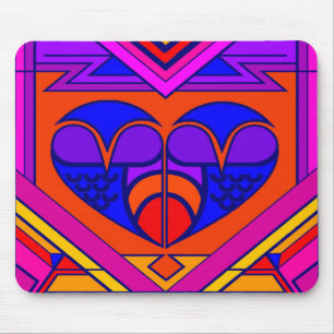 Art Deco Valentine Heart Mouse Mat