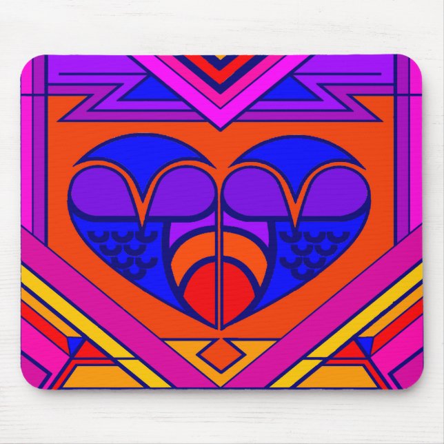 Art Deco Valentine Heart Mouse Mat (Front)
