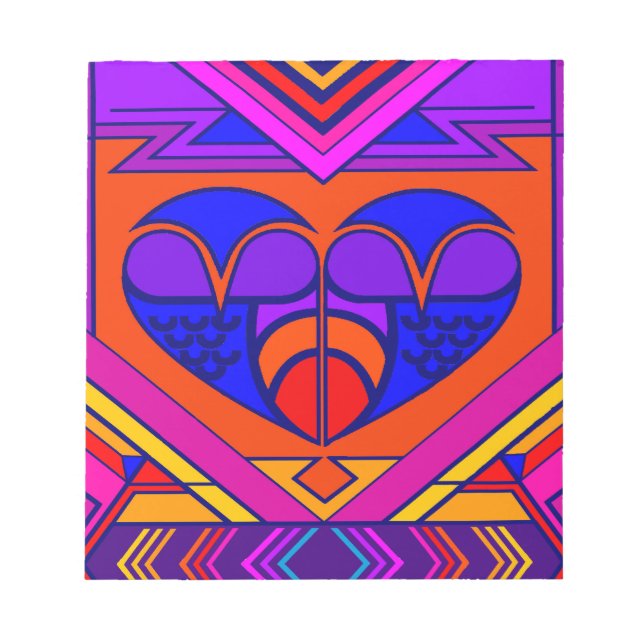 Art Deco Valentine Heart Notepad (Front)