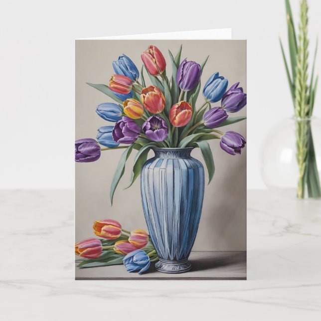 Art Deco Vase of Tulips Card (Front)