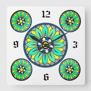 Art Deco Victorian Green Style Square Wall Clock