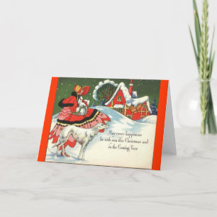 Art Deco Victorian Style Christmas Greeting Holiday Card