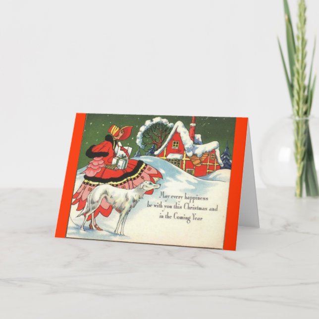 Art Deco Victorian Style Christmas Greeting Holiday Card (Front)