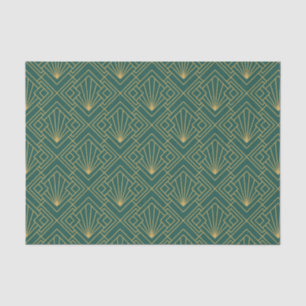 Art Deco Vintage Abstract Geometric Green and Gold Tissue Paper
