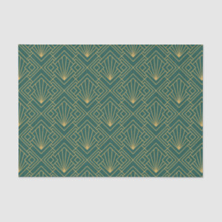 Art Deco Vintage Abstract Geometric Green and Gold Tissue Paper