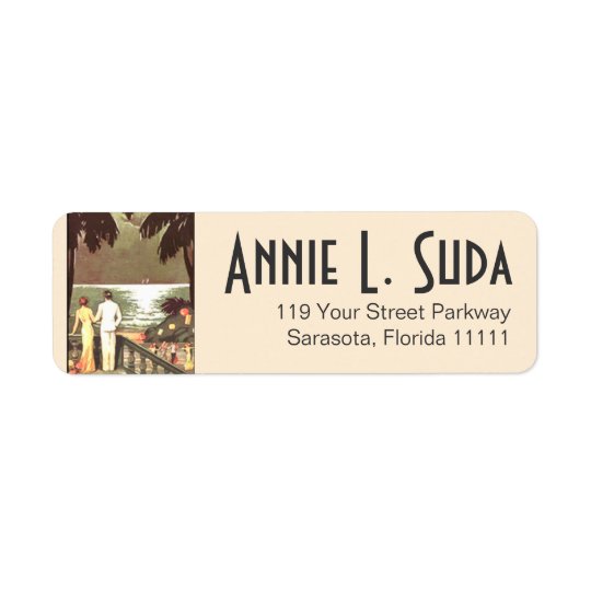 Art Deco Vintage Beach | blush Return Address Label