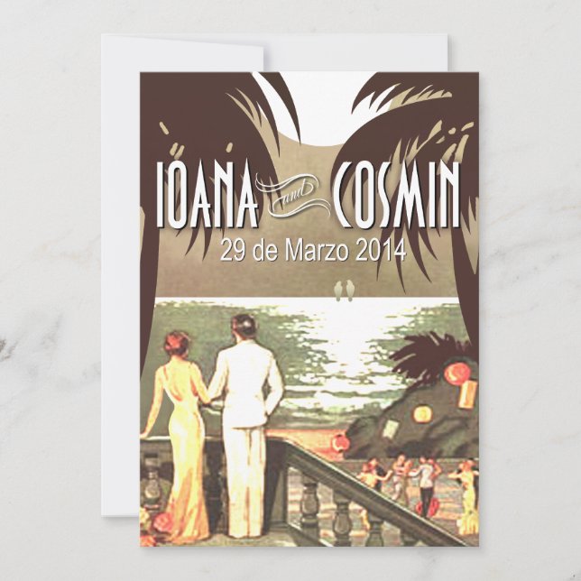 Art Deco Vintage Beach Wedding blush (Front)