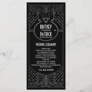 Art Deco Vintage Black and Silver Wedding Programs Programme