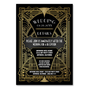 Art Deco Vintage Black Gold Wedding Inserts Cards